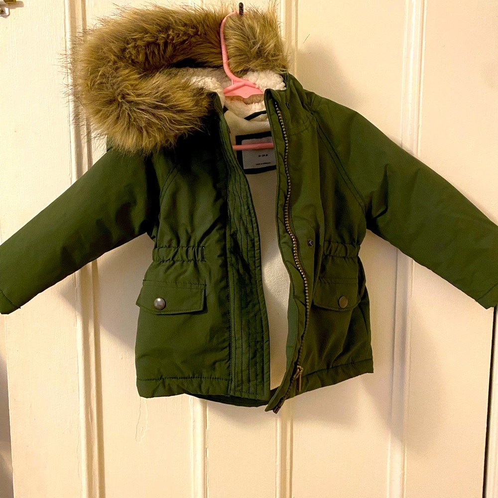 Army green, toddler, size 18-24, winter coat